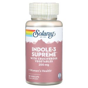 Индол-3-карбинол, Indole-3 Supreme, Solaray, с крестоцветными овощами, 200 мг, 30 вегетарианских капсул
