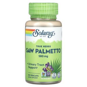 Со пальметто, Saw Palmetto, True Herbs, Solaray, 580 мг, 50 вегетарианских капсул
