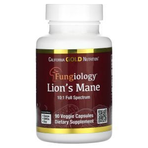 Ежовик Гребенчатый, Lion’s Mane, California Gold Nutrition, Fungiology, органик, 90 капсул