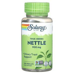 Крапива, Nettle, True Herbs, Solaray, 900 мг, 100 вегетарианских капсул
