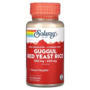 Гуггул и красный дрожжевой рис, Guggul, Red Yeast Rice, Solaray, 60 вегетарианских капсул

