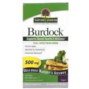 Корінь лопуха, Burdock, Nature's Answer, 500 мг, 90 капсул