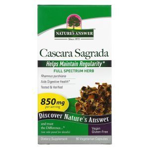 Каскара Саграда, Cascara Sagrada, Nature's Answer, 425 мг, 90 вегетарианских капсул