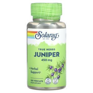 Можжевельник, Juniper, True Herbs, Solaray, 450 мг, 100 вегетарианских капсул
