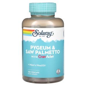 Со пальметто и пиджеум с клюквой, Pygeum & Saw Palmetto with CranActin, Solaray, 180 вегетарианских капсул
