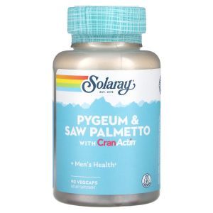 Со пальметто и пиджеум с клюквой, Pygeum & Saw Palmetto with CranActin, Solaray, 90 вегетарианских капсул
