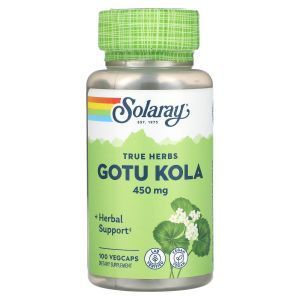 Готу кола, Gotu Kola, True Herbs, Solaray, 450 мг, 100 вегетарианских капсул
