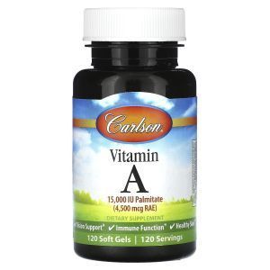 Витамин А, Vitamin A, Carlson, 4500 мкг RAE (15 000 МЕ), 120 гелевых капсул
