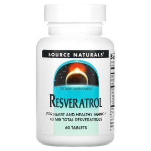 Ресвератрол, Resveratrol, Source Naturals, 40 мг, 60 таблеток