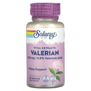 Валериана, Valerian, Vital Extracts, Solaray, 300 мг, 30 вегетарианских капсул
