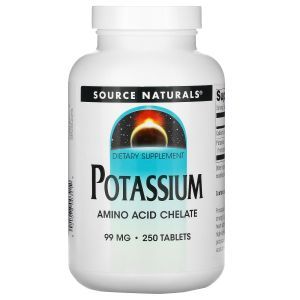 Калий, Potassium, Source Naturals, 99 мг, 250 таблеток