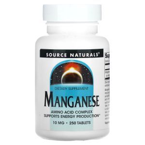 Марганец, Manganese, Source Naturals, 10 мг, 250 таблет