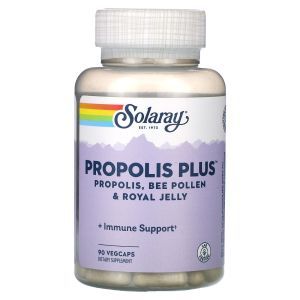 Прополис Плюс, Propolis Plus, Solaray, с пчелиной пыльцой и маточным молочком, 90 вегетарианских капсул
