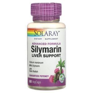 Силимарин, Advanced Formula Silymarin, Solaray, расширенная формула, поддержка печени, 60 вегетарианских капсул
