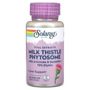 Фитосома расторопши, Milk Thistle Phytosome, Vital Extracts, Solaray, 60 вегетарианских капсул
