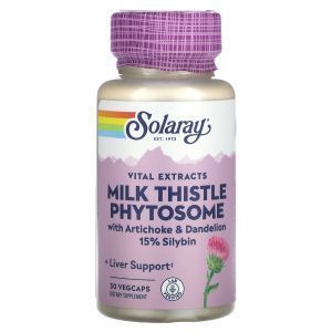 Фитосома расторопши, Milk Thistle Phytosome, Vital Extracts, Solaray, 30 вегетарианских капсул

