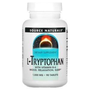 Триптофан, L-Tryptophan, Source Naturals, 1000 мг, 90 таблеток