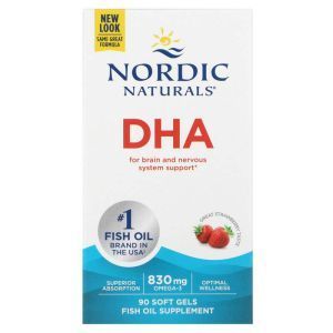 Рыбий жир экстра (клубника), DHA, Nordic Naturals, 500 мг, 90 капсул