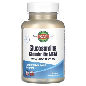 Глюкозамин хондроитин МСМ, Glucosamine Chondroitin MSM, KAL, 60 таблеток
