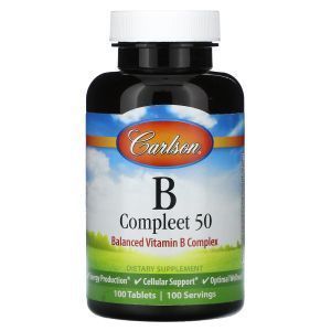 Витамины группы В 50, B Compleet 50, Carlson, 100 таблеток 