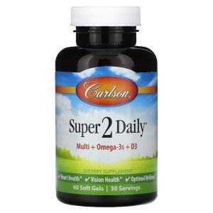 Мультивитамины + Омега-3 + D3, Super 2 Daily, Carlson, 2 в день, 60 гелевых капсул