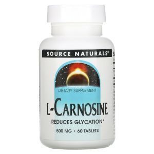  L-карнозин, L-Carnosine, Source Naturals, 500 мг, 60 таблеток.