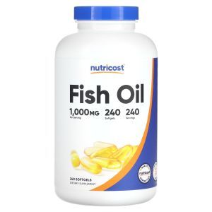 Рыбий жир, Омега-3, Fish Oil Omega 3, Nutricost, 1000 мг, 240 гелевых капсул