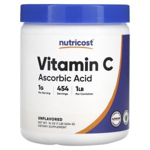 Витамин С, аскорбиновая кислота, Vitamin C, Nutricost, порошок, 454 г
