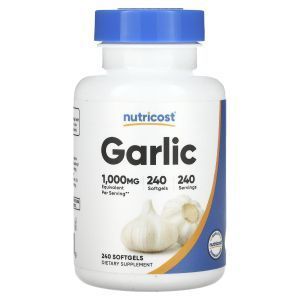 Чеснок, Garlic, Nutricost, 1000 мг, 240 гелевых капсул