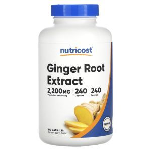 Имбирь, экстракт корня, Ginger, Nutricost, 2200 мг, 240 капсул