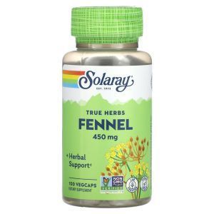 Фенхель, Fennel, True Herbs, Solaray, 450 мг, 100 вегетарианских капсул 