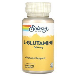 L-глютамин, L-Glutamine, Solaray, 500 мг, 50 вегетарианских капсул
