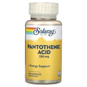 Пантотеновая кислота, Panthothenic Acid, Solaray, 250 мг, 100 капсул
