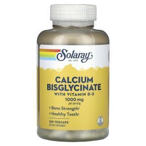 Кальций бисглицинат, Calcium Bisglycinate, Solaray, с витамином D-3, 250 мг, 120 вегетарианских капсул 
