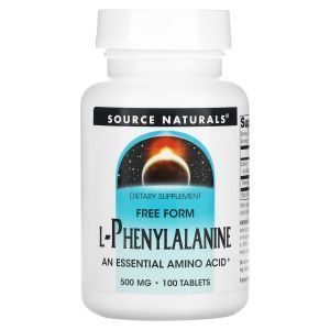  Фенилаланин, L-Phenylalanine, Source Naturals, 500 мг, 100 таблеток.