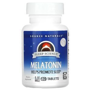 Мелатонин, Melatonin, Source Naturals, 5 мг, 120 таблеток