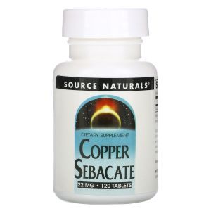 Медь (Copper Sebacate), Source Naturals, 22 мг, 120 таблеток