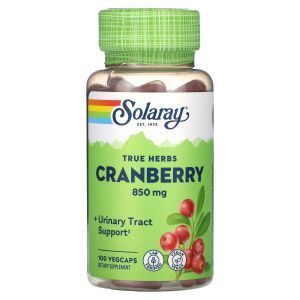 Клюква, Cranberry, True Herbs, Solaray, 425 мг, 100 вегетарианских капсул
