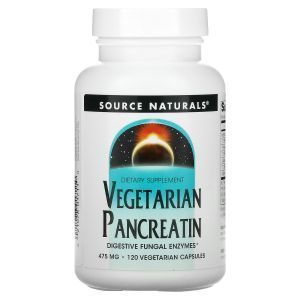 Растительный панкреатин, Pancreatin, Source Naturals, 475 мг, 120 капсул