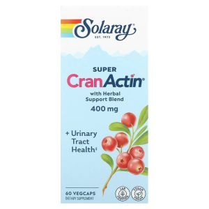 Клюква, Super CranActin, Solaray, со смесью травяной поддержки, 400 мг, 60 вегетарианских капсул
