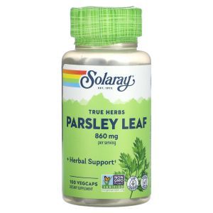 Лист петрушки, Parsley Leaf, True Herbs, Solaray, 430 мг, 100 вегетарианских капсул
