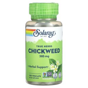 Звездчатка, Chickweed, True Herbs, Solaray, 430 мг, 100 вегетарианских капсул
