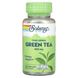 Зеленый чай, Green Tea, True Herbs, Solaray, 450 мг, 100 вегетарианских капсул
