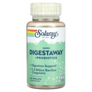 Супер ферменты для пищеварения + пробиотики, Super Digestaway + Probiotics, Solaray, 60 вегетарианских капсул
