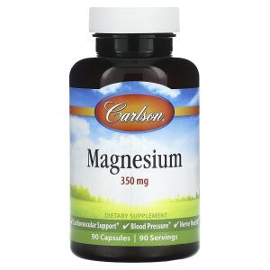 Магний, Magnesium, Carlson, 350 мг, 90 капсул 
