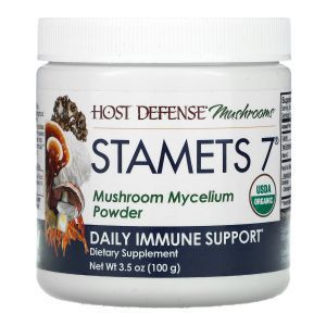 Поддержка иммунитета, Mushrooms, Stamets 7, Fungi Perfecti Host Defense, ежедневная, порошок грибного мицелия, 100 г
