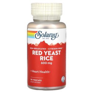 Красный дрожжевой рис, Red Yeast Rice, Solaray, 600 мг, 90 вегетарианских капсул
