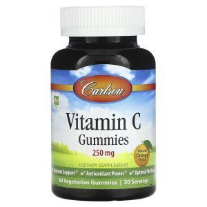 Витамин С, Vitamin C Gummies, Carlson, вкус апельсина, 125 мг, 60 вегетарианских жевательных конфет
