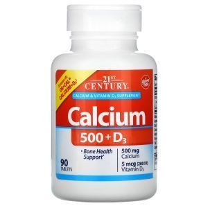 Кальций 500 + Д3, Calcium 500 + D3, 21st Century, 90 каплет