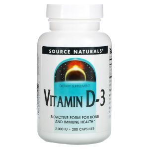 Витамин D3, Vitamin D-3, Source Naturals, 2000 МЕ, 200 капсул